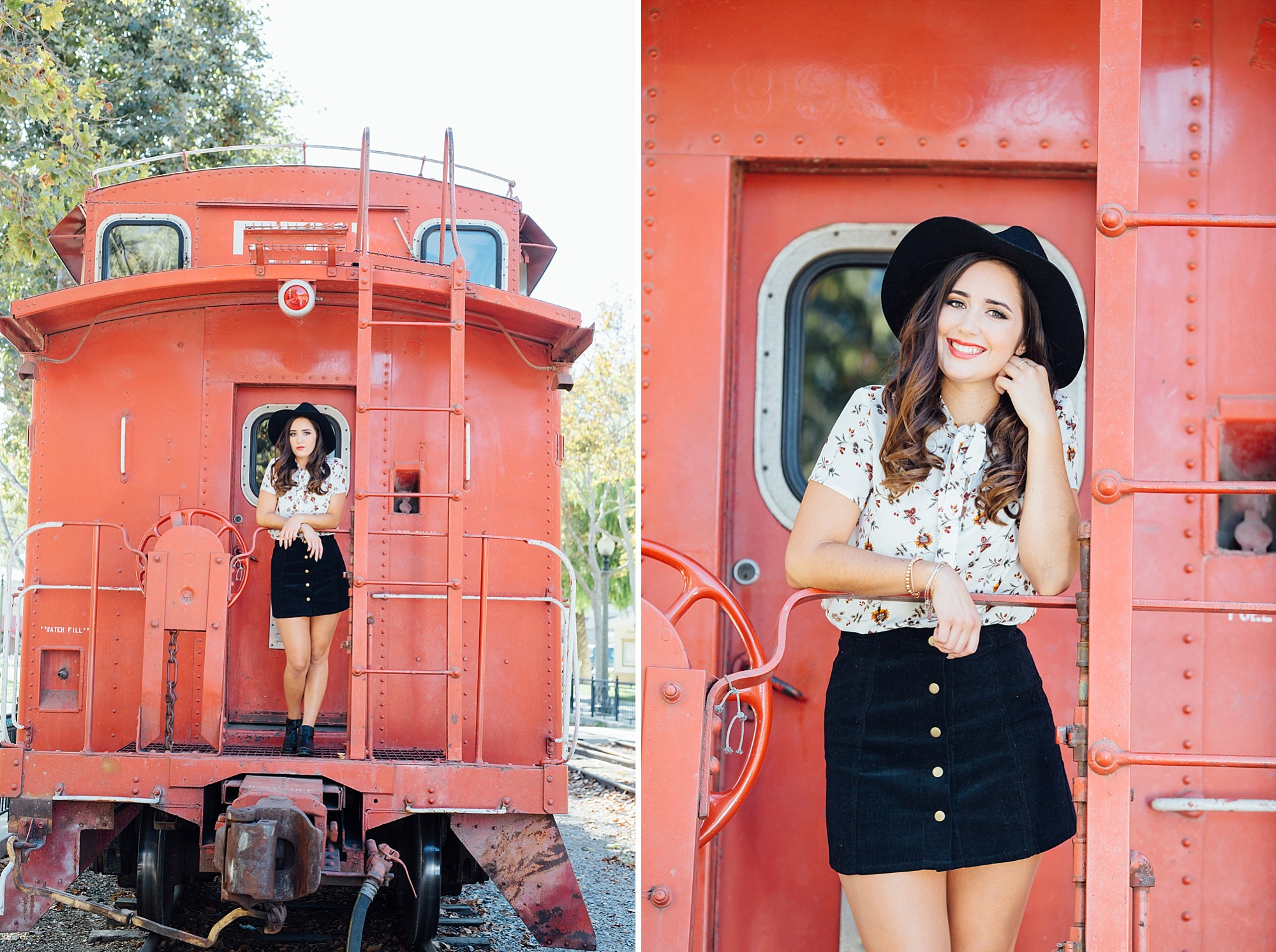 Senior pictures on a train in Los Angeles