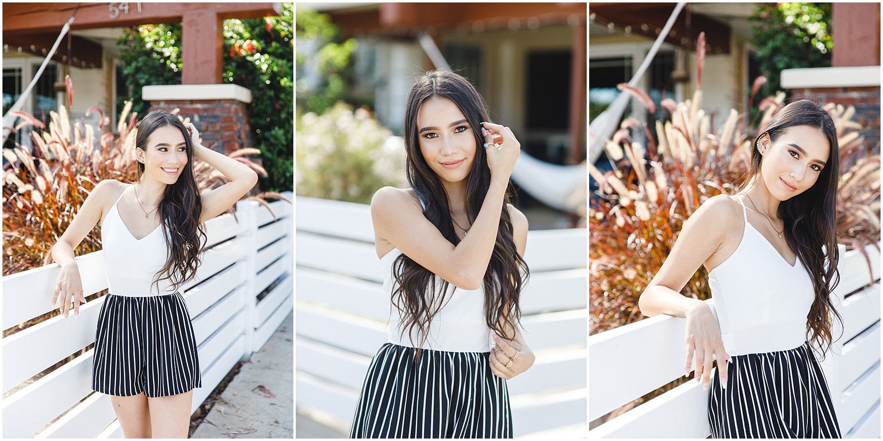 cute romper outfit ideas for senior portraits in southern california