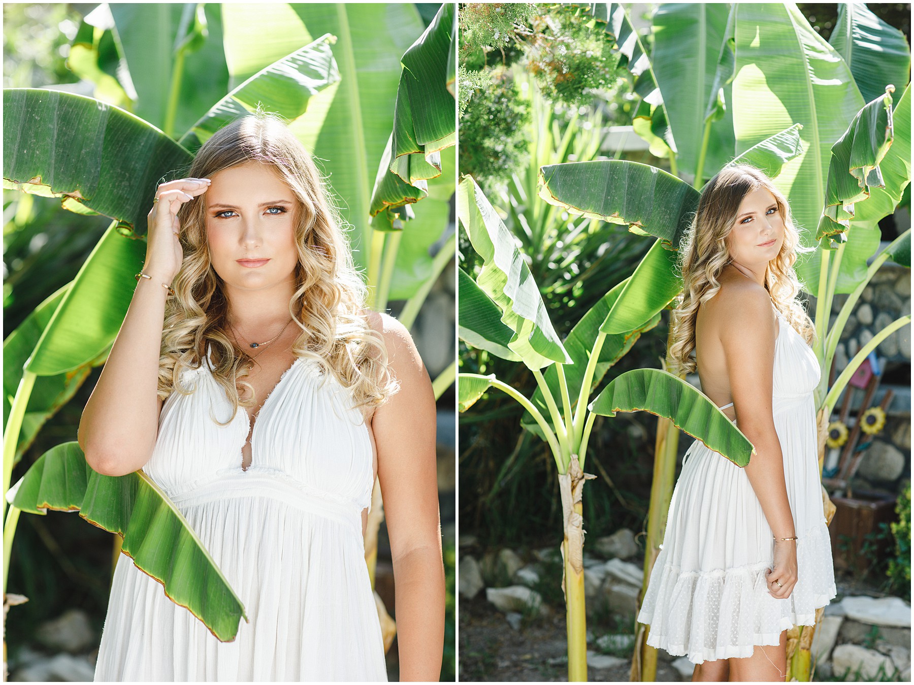 white dress tan wedges outfit for senior pictures nature background tara rochelle filmore california