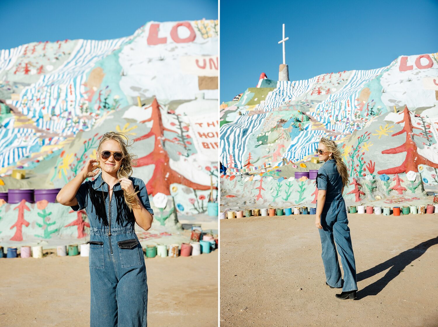 Teen modeling for a workshop in Salvation Mountain near Palm Springs 